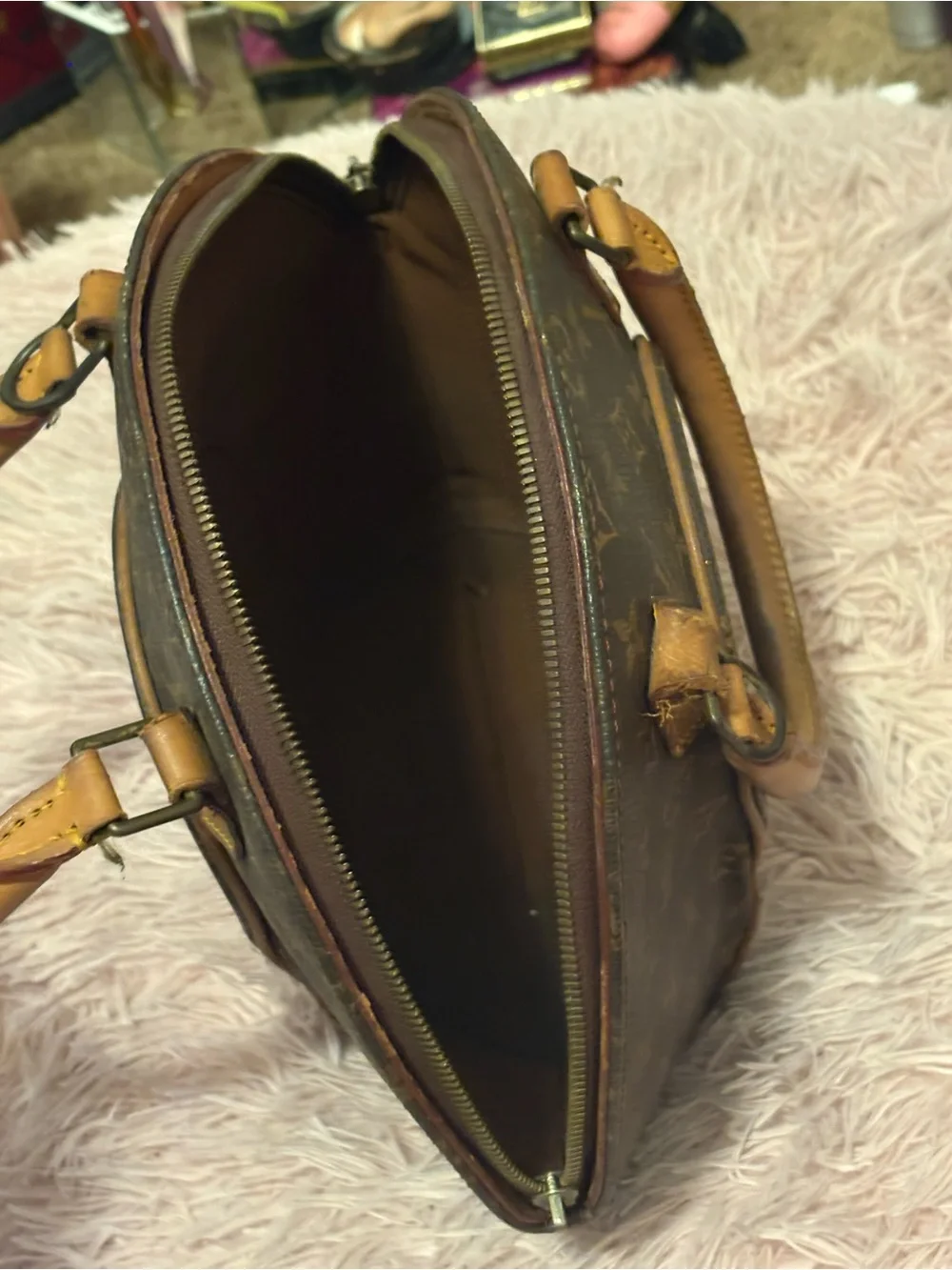 Louis Vuitton Brown Monogram Dome Satchel with Tan Trim